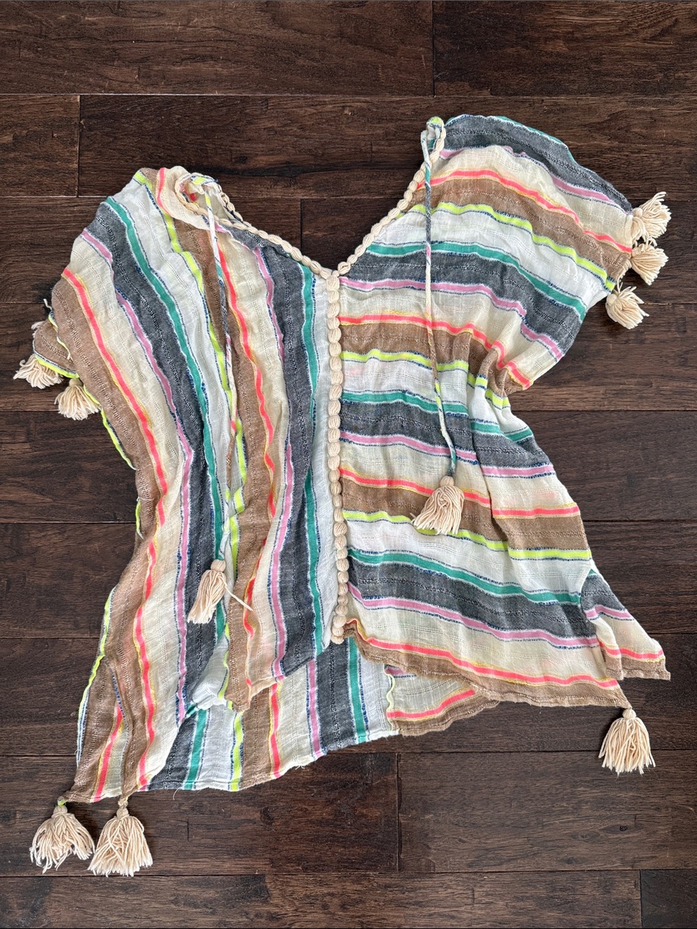 Striped Tassel Beach Cover-Up Tunic